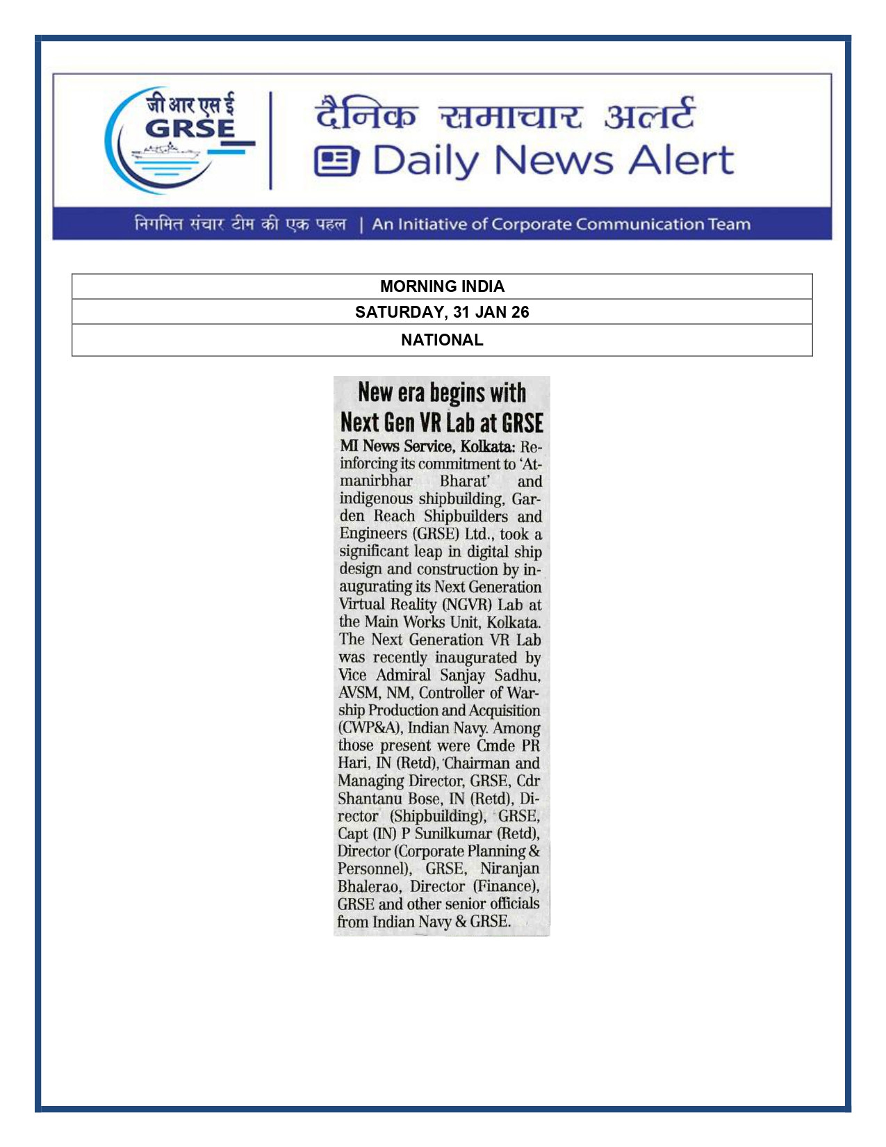  Press Coverage: 02 FEB 26: BUSINESS STANDARD 